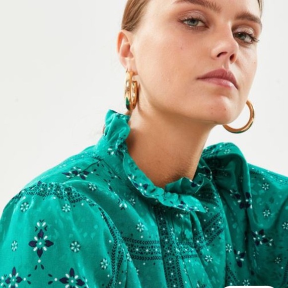 Suncoo Paris Green Patterned Women's Top size M - Picture 3 of 7